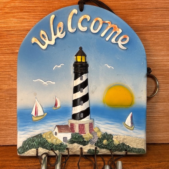 Lighthouse Sailboats Windchimes Outdoor Garden Nautical Resin 19” - Picture 6 of 6